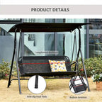 Outsunny Patio Swing Chair with Canopy, Seats 2 Adults Loveseat Bench with Adjustable Tilt Canopy, Armrests, A-Frame Steel