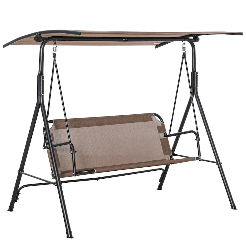 Outsunny Patio Swing Chair with Canopy, Seats 2 Adults Loveseat Bench with Adjustable Tilt Canopy, Armrests, A-Frame Steel