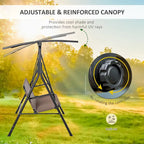Outsunny Patio Swing Chair with Canopy, Seats 2 Adults Loveseat Bench with Adjustable Tilt Canopy, Armrests, A-Frame Steel