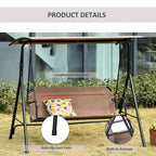 Outsunny Patio Swing Chair with Canopy, Seats 2 Adults Loveseat Bench with Adjustable Tilt Canopy, Armrests, A-Frame Steel