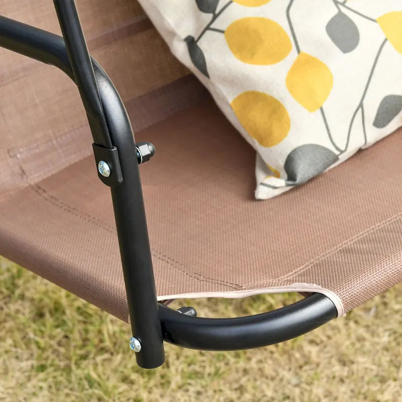 Outsunny Patio Swing Chair with Canopy, Seats 2 Adults Loveseat Bench with Adjustable Tilt Canopy, Armrests, A-Frame Steel