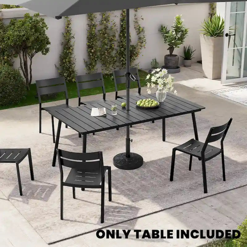 Outdoor Dining Furniture Rectangular Dining Table with Umbrella Hole