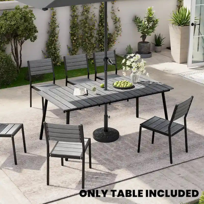 Outdoor Dining Furniture Rectangular Dining Table with Umbrella Hole