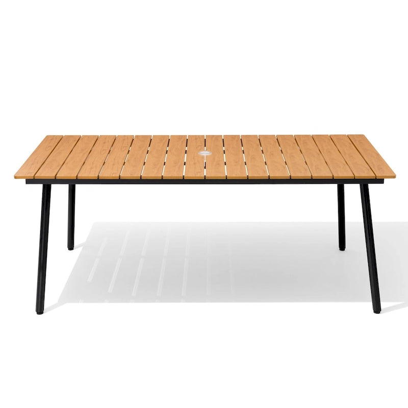 Outdoor Dining Furniture Rectangular Dining Table with Umbrella Hole
