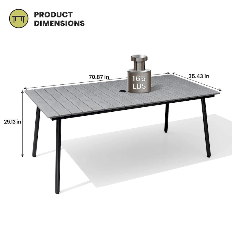 Outdoor Dining Furniture Rectangular Dining Table with Umbrella Hole