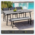 Outdoor Dining Furniture Rectangular Dining Table with Umbrella Hole