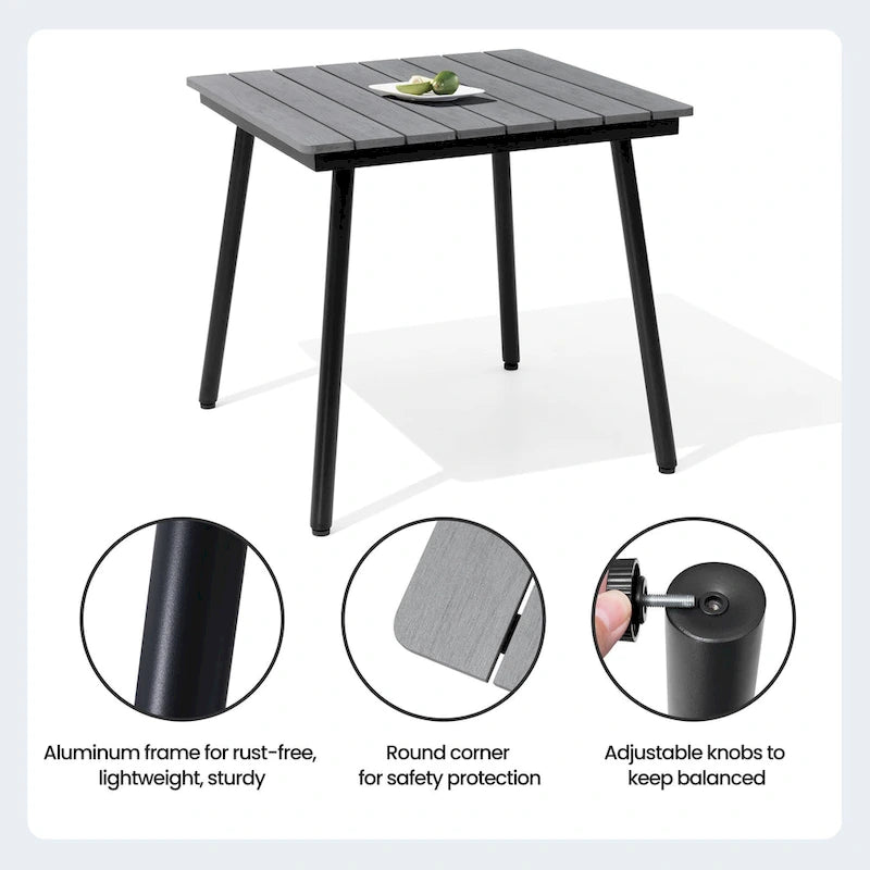 Outdoor Dining Furniture Rectangular Dining Table with Umbrella Hole