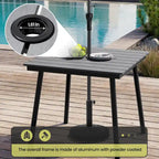 Outdoor Dining Furniture Rectangular Dining Table with Umbrella Hole