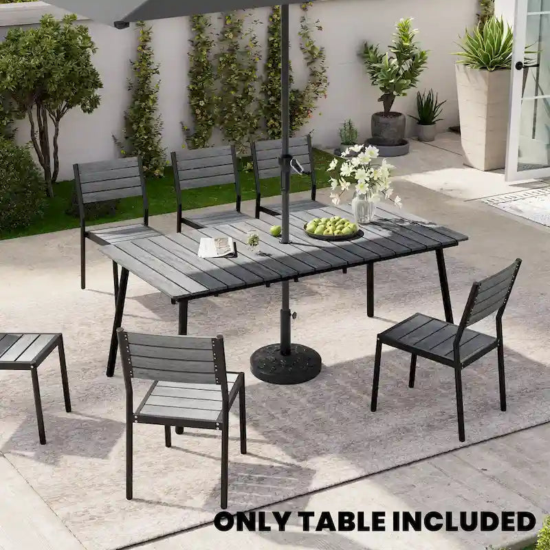 Outdoor Dining Furniture Rectangular Dining Table with Umbrella Hole