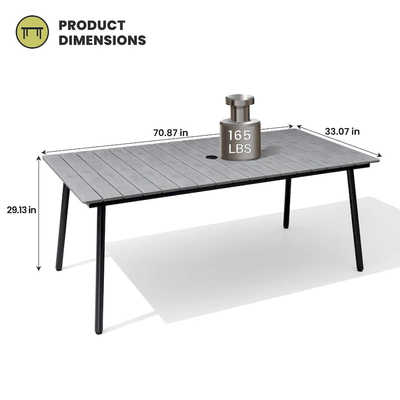 Outdoor Dining Furniture Rectangular Dining Table with Umbrella Hole