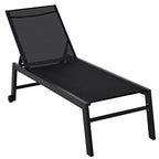 Outsunny Patio Garden Sun Chaise Lounge Chair with 5-Position Backrest, 2 Back Wheels, & Industrial Design