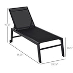 Outsunny Patio Garden Sun Chaise Lounge Chair with 5-Position Backrest, 2 Back Wheels, & Industrial Design