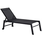 Outsunny Patio Garden Sun Chaise Lounge Chair with 5-Position Backrest, 2 Back Wheels, & Industrial Design
