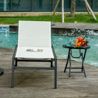 Outsunny Patio Garden Sun Chaise Lounge Chair with 5-Position Backrest, 2 Back Wheels, & Industrial Design
