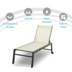 Outsunny Patio Garden Sun Chaise Lounge Chair with 5-Position Backrest, 2 Back Wheels, & Industrial Design