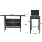 AVAWING 3PCS Patio Bar Set Outdoor Rattan Bar Set with Removable Cushion
