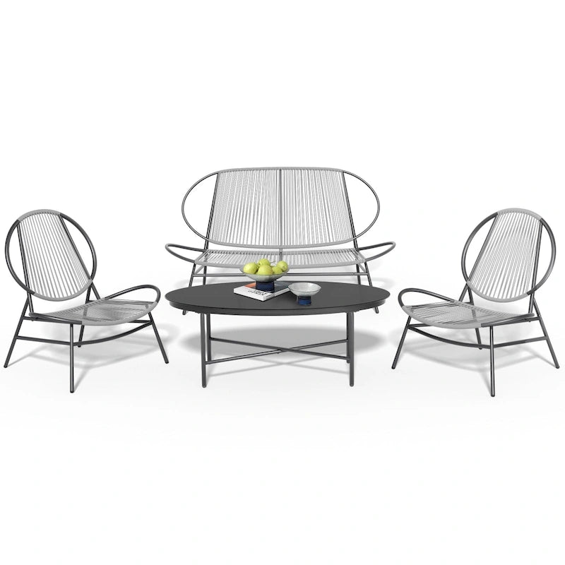 4-Piece or 2-Piece PE Rattan Patio Conversation Set
