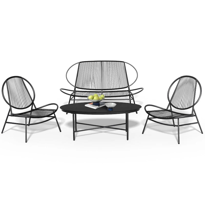 4-Piece or 2-Piece PE Rattan Patio Conversation Set