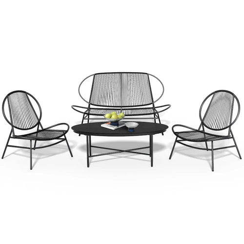 4-Piece or 2-Piece PE Rattan Patio Conversation Set