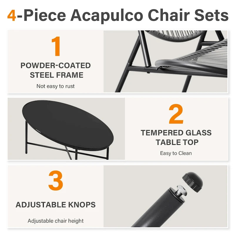 4-Piece or 2-Piece PE Rattan Patio Conversation Set