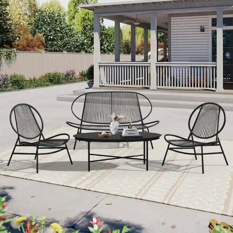 4-Piece or 2-Piece PE Rattan Patio Conversation Set