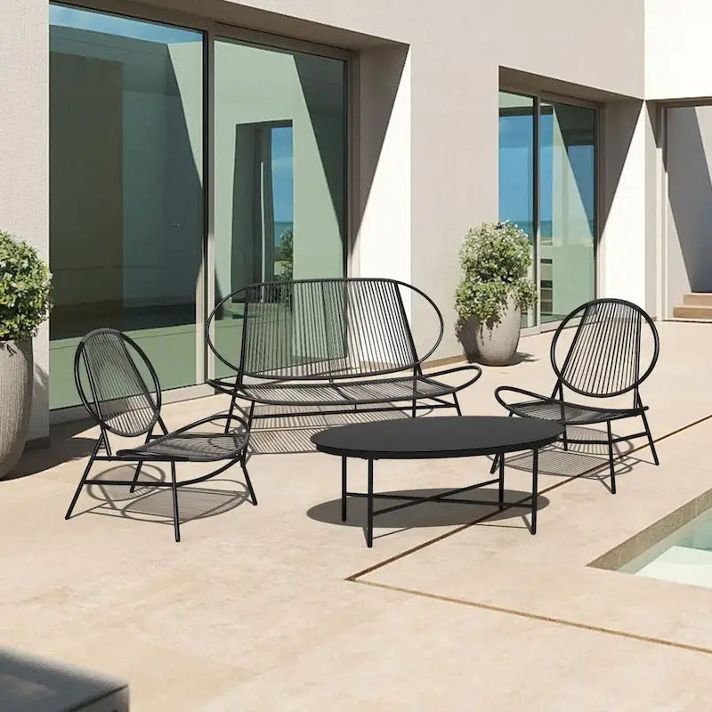 4-Piece or 2-Piece PE Rattan Patio Conversation Set