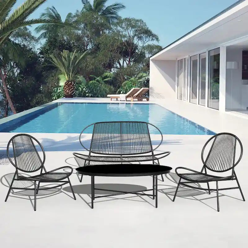 4-Piece or 2-Piece PE Rattan Patio Conversation Set