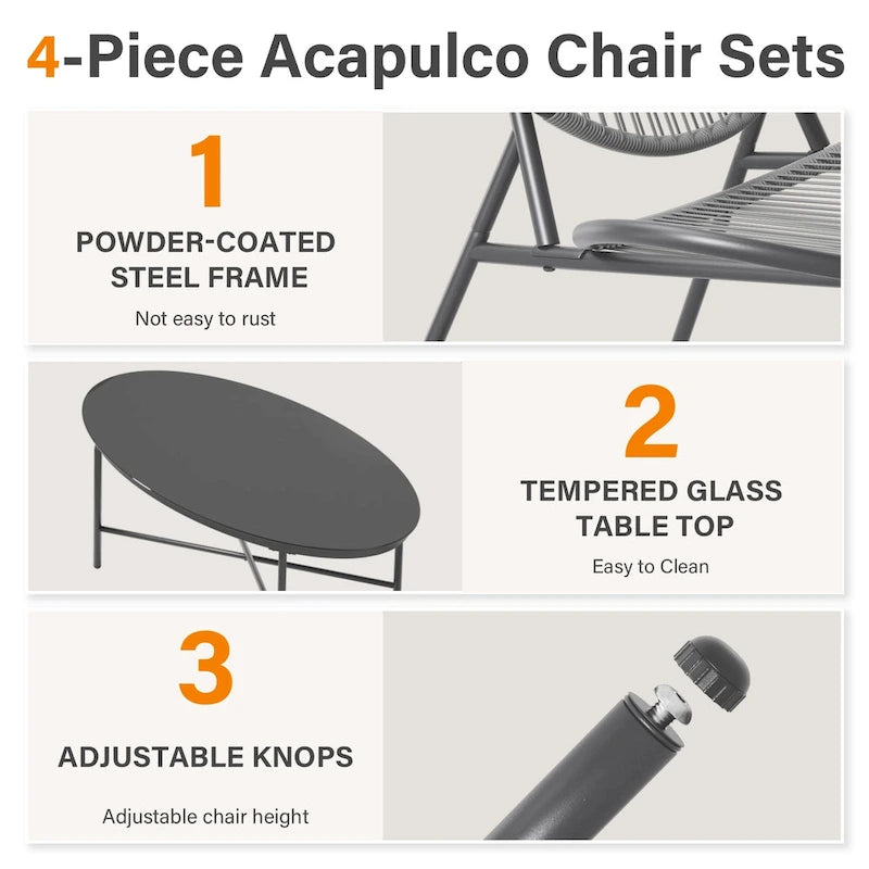 4-Piece or 2-Piece PE Rattan Patio Conversation Set