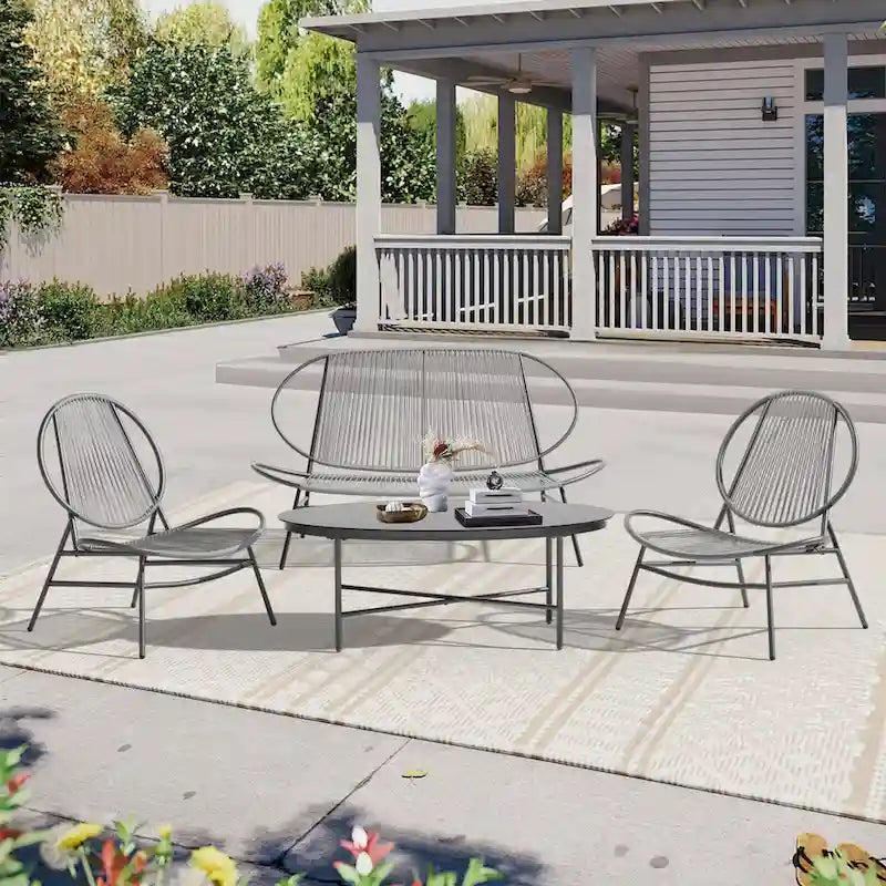 4-Piece or 2-Piece PE Rattan Patio Conversation Set