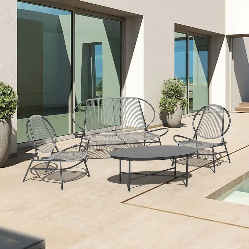 4-Piece or 2-Piece PE Rattan Patio Conversation Set