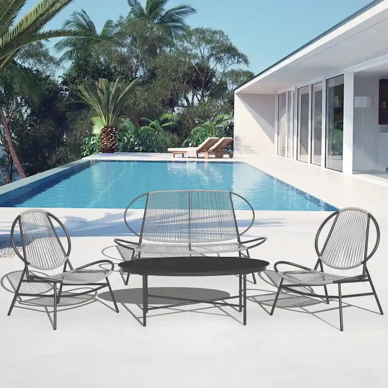 4-Piece or 2-Piece PE Rattan Patio Conversation Set
