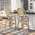 Ariel French Natural Tone 30-inch PE Wicker Patio Bar Chairs (Set of 2) by Furniture of America - Set of 2