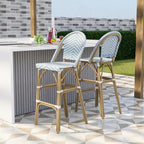 Ariel French Natural Tone 30-inch PE Wicker Patio Bar Chairs (Set of 2) by Furniture of America - Set of 2