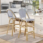 Ariel French Natural Tone 30-inch PE Wicker Patio Bar Chairs (Set of 2) by Furniture of America - Set of 2