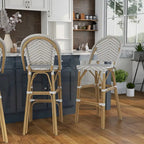 Ariel French Natural Tone 30-inch PE Wicker Patio Bar Chairs (Set of 2) by Furniture of America - Set of 2