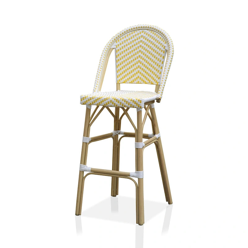 Ariel French Natural Tone 30-inch PE Wicker Patio Bar Chairs (Set of 2) by Furniture of America - Set of 2