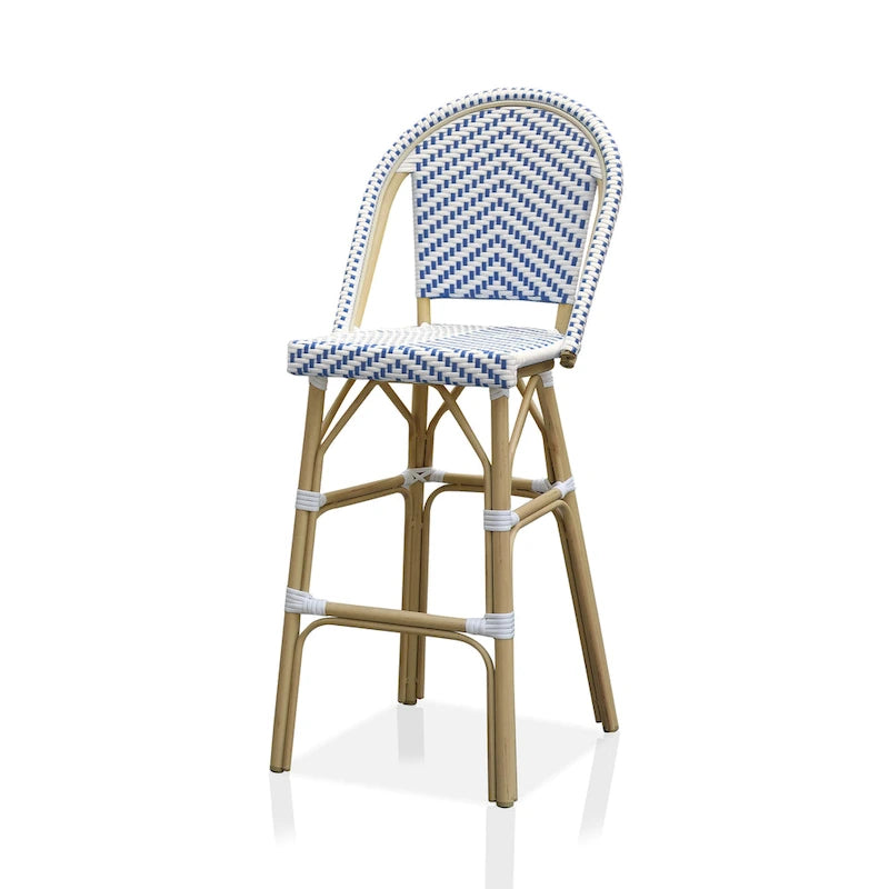 Ariel French Natural Tone 30-inch PE Wicker Patio Bar Chairs (Set of 2) by Furniture of America - Set of 2