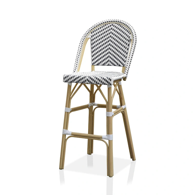 Ariel French Natural Tone 30-inch PE Wicker Patio Bar Chairs (Set of 2) by Furniture of America - Set of 2