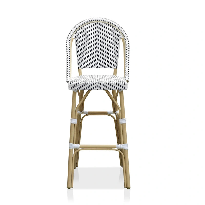 Ariel French Natural Tone 30-inch PE Wicker Patio Bar Chairs (Set of 2) by Furniture of America - Set of 2