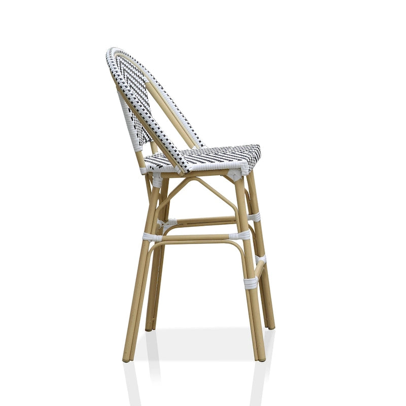 Ariel French Natural Tone 30-inch PE Wicker Patio Bar Chairs (Set of 2) by Furniture of America - Set of 2