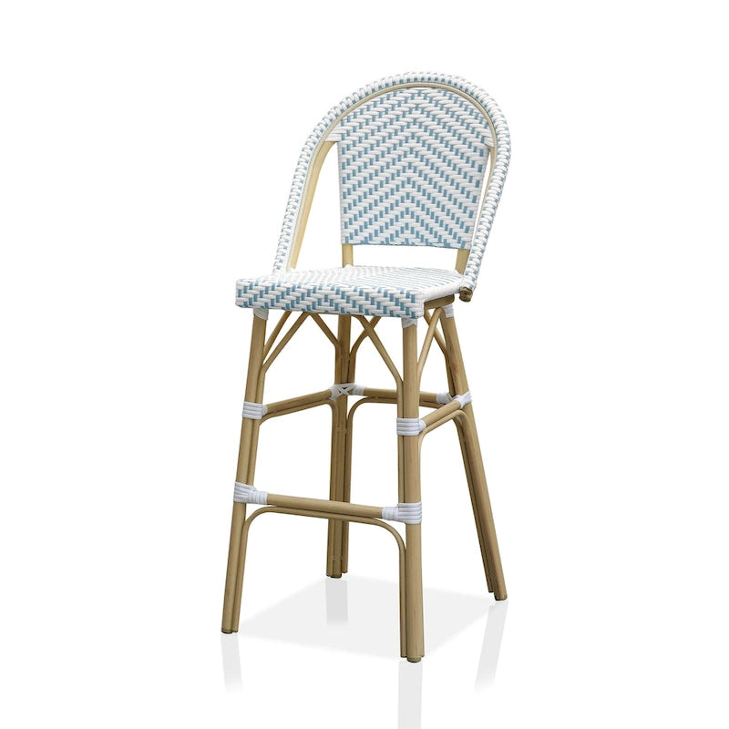 Ariel French Natural Tone 30-inch PE Wicker Patio Bar Chairs (Set of 2) by Furniture of America - Set of 2