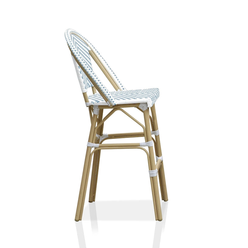 Ariel French Natural Tone 30-inch PE Wicker Patio Bar Chairs (Set of 2) by Furniture of America - Set of 2