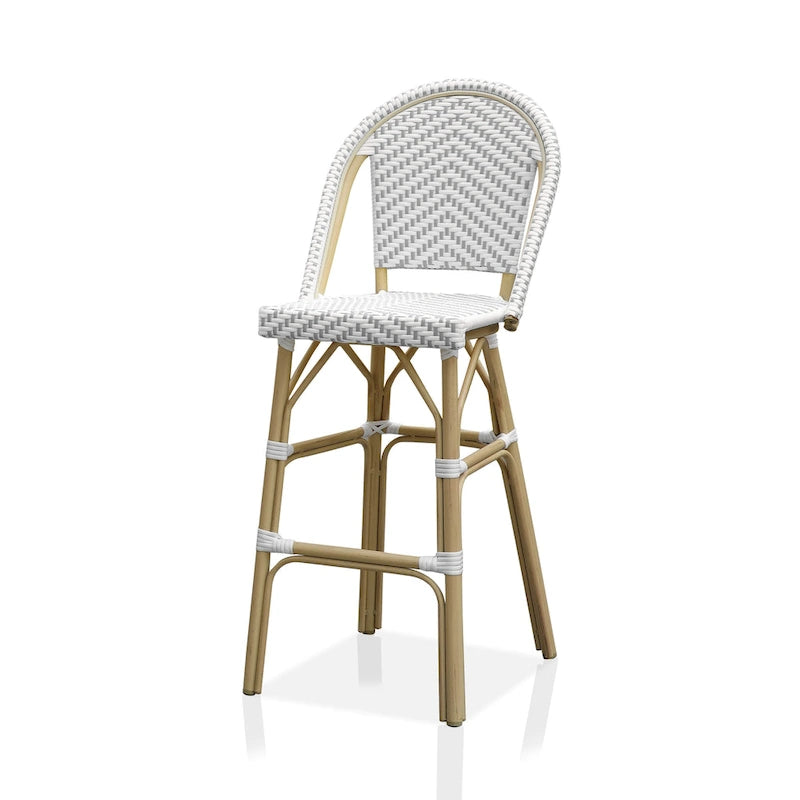 Ariel French Natural Tone 30-inch PE Wicker Patio Bar Chairs (Set of 2) by Furniture of America - Set of 2