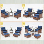 AVAWING 5-Piece Patio Furniture Set Wicker Conversation Set with Coffee Table and Ottoman