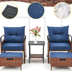 AVAWING 5-Piece Patio Furniture Set Wicker Conversation Set with Coffee Table and Ottoman
