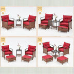 AVAWING 5-Piece Patio Furniture Set Wicker Conversation Set with Coffee Table and Ottoman