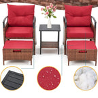 AVAWING 5-Piece Patio Furniture Set Wicker Conversation Set with Coffee Table and Ottoman