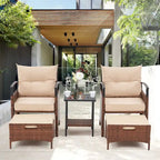 AVAWING 5-Piece Patio Furniture Set Wicker Conversation Set with Coffee Table and Ottoman
