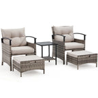 AVAWING 5-Piece Patio Furniture Set Wicker Conversation Set with Coffee Table and Ottoman