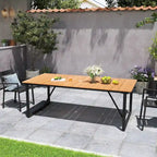 Outdoor Patio Aluminum Dining Table Rectangle with Umbrella Hole